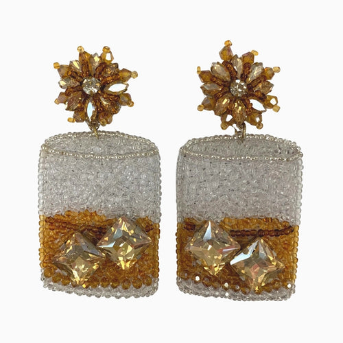 NEW Whiskey Glass Beaded Earrings