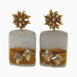 NEW Whiskey Glass Beaded Earrings