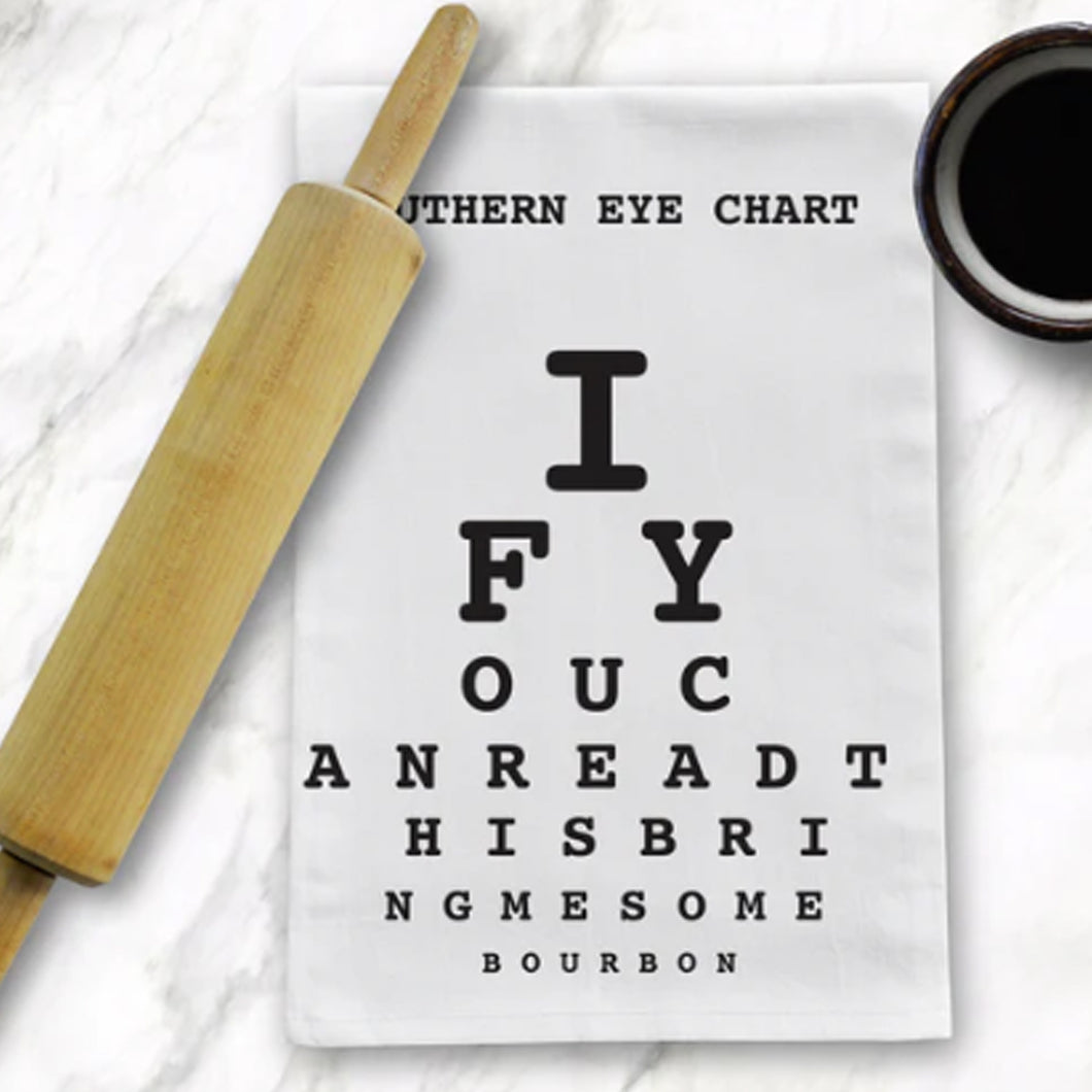 Bourbon Eye Chart Tea Towel