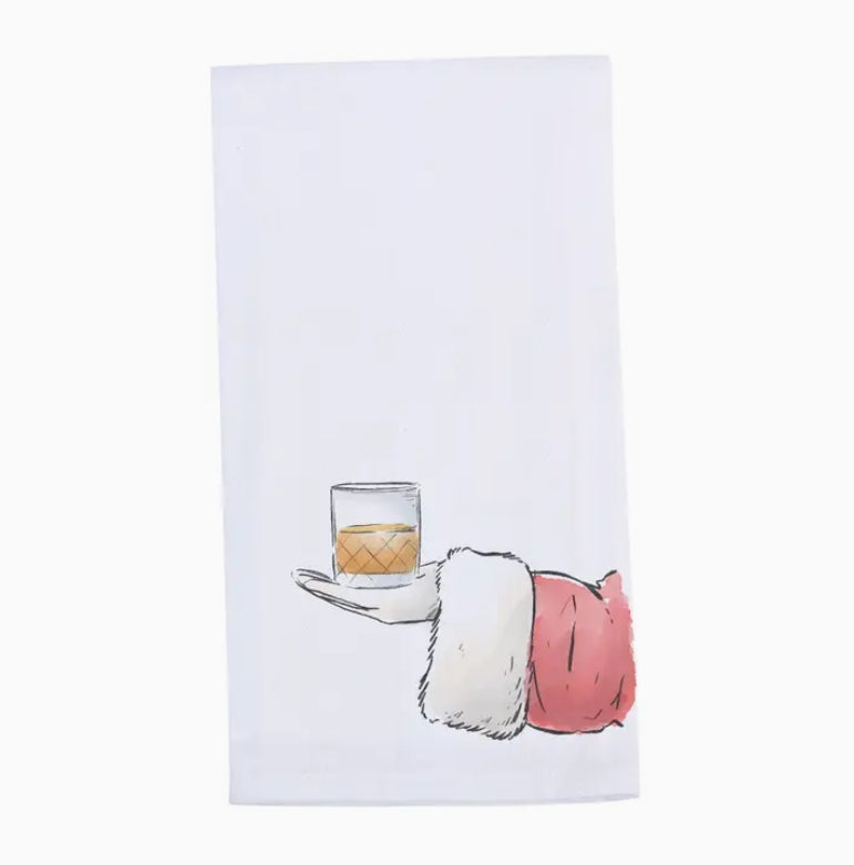 NEW Santa Holding Bourbon Tea Towel