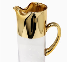 Load image into Gallery viewer, NEW Glass Pitcher with Gold Trim