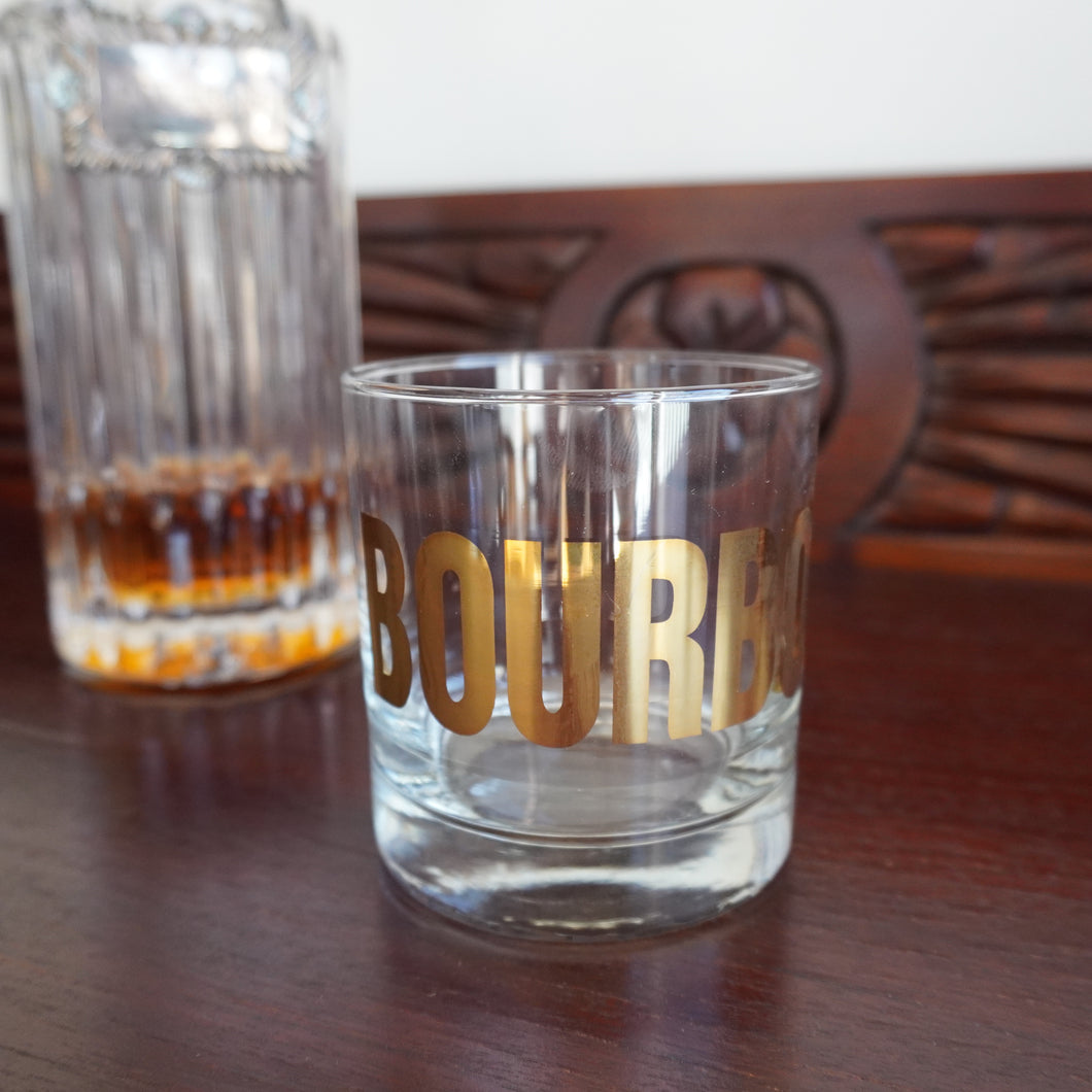 Golden Letters Bourbon Rocks Glass